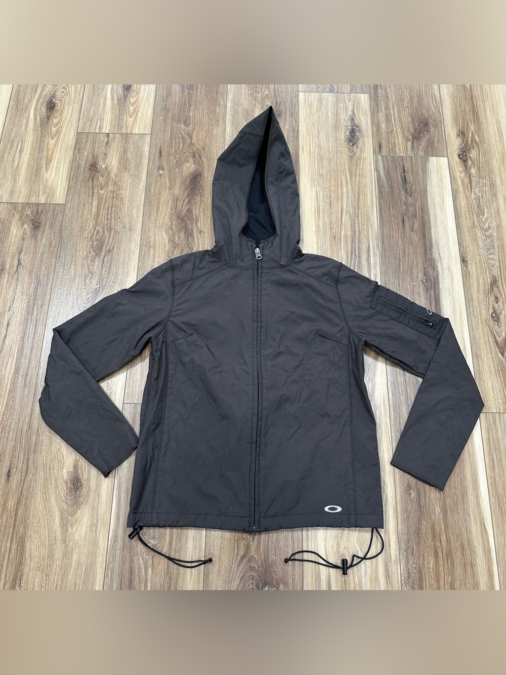 Y2K Oakley Software Full Zip Hooded Windbreaker Jacket, Black, Women’s Medium